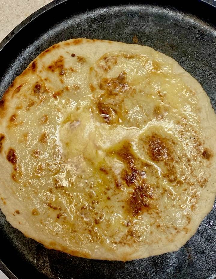 Homemade Flour Tortilla With Warm Melted Butter