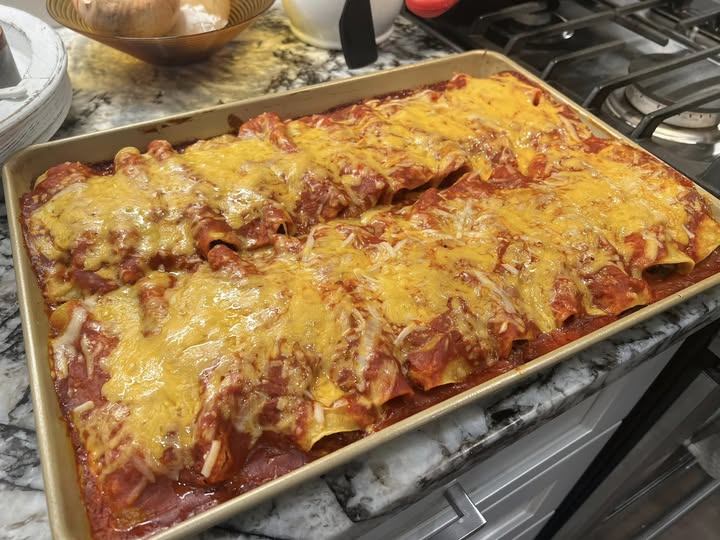 Red Chile Shredded Beef Enchiladas