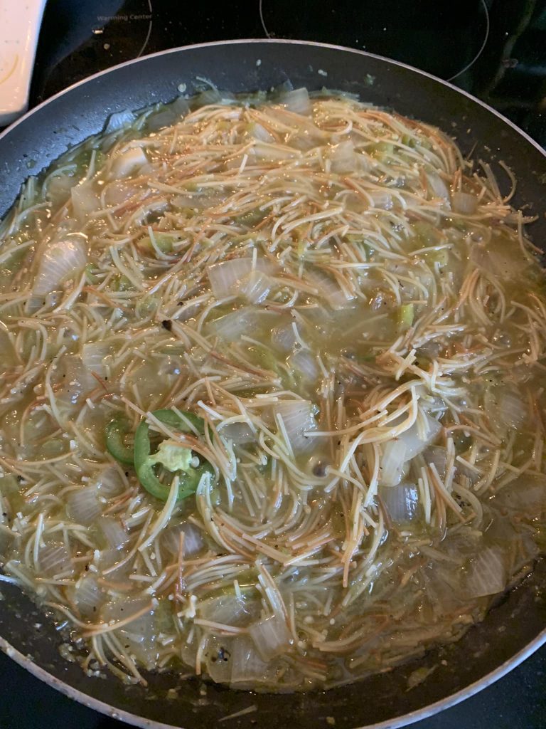 Fideo With Green Chille Jalapeños, Tomatillos (Verde Sauce)