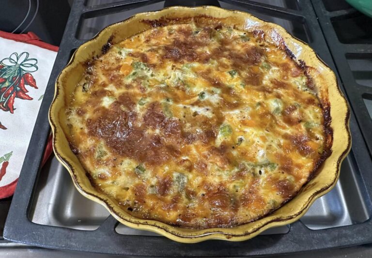 Crustless Bacon and Green Chile Quiche