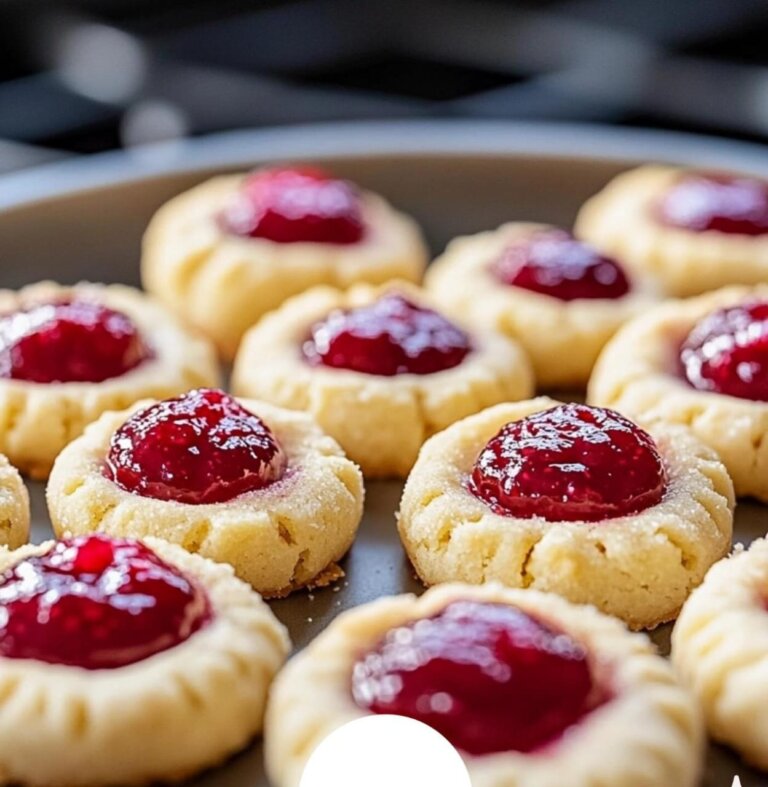 Raspberry Almond Shortbread Thumbprint Cookies