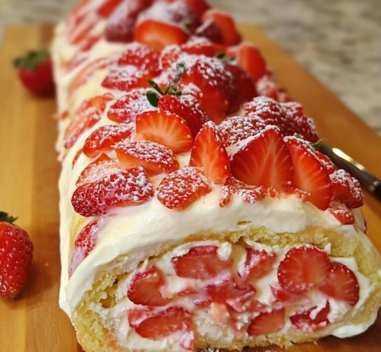 Roll of Strawberry Birthday Cake